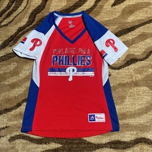 Majestic Philadelphia Phillies Youth Short Shirt Shirt Red/White/Blue size S